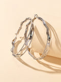 Load image into Gallery viewer, Gold Silver Geometric Statement Big Hoop Dangle Earrings Girls Party