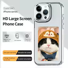 AERMY NFC Phone Case Crystal Clear Style Smart E Ink Screen Phone Cover for IPhone 13 14 15 16 Por Max Plus