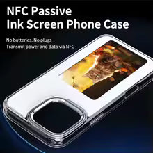 AERMY NFC Phone Case Crystal Clear Style Smart E Ink Screen Phone Cover for IPhone 13 14 15 16 Por Max Plus