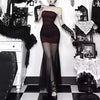 Load image into Gallery viewer, 2026 New Dark Gothic Wine Red Strapless Mermaid Dress Mesh Patch Bodycon Wrap Hip Alt Party Maxi Dress