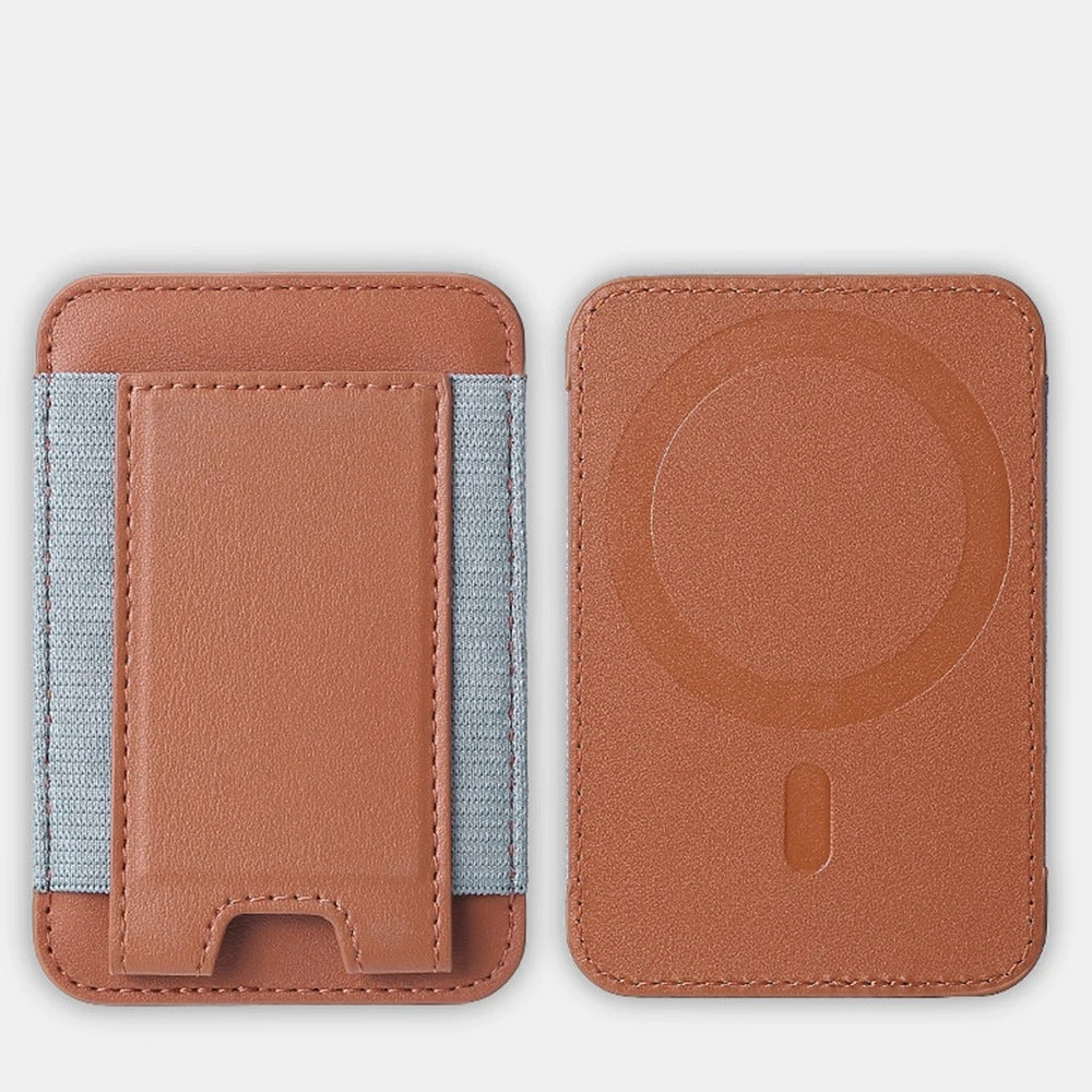 For Magsafe Card Holder Wallet Elastic Leather Pattern Case For iPhone 16 15 12 13 14 17Pro Max S25 Ultra Magnet Phone Bag Cover
