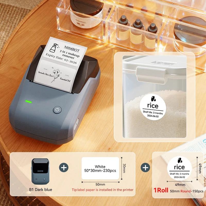 NIIMBOT B1 Portable Thermal Printer With Tapes 2 Inch Adhesive Label Printer Mini Bluetooth Sticker Maker Support Smartphones PC