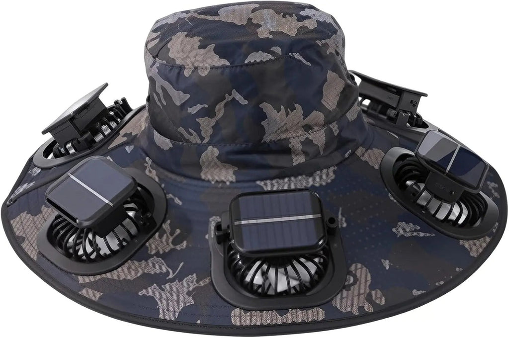 New Summer 6 Fans Solar Fan Hat Breathable UV Protection Wide Brim Sun Cap Fan Visor Cap For Men Outdoor Hiking Camping Fishing