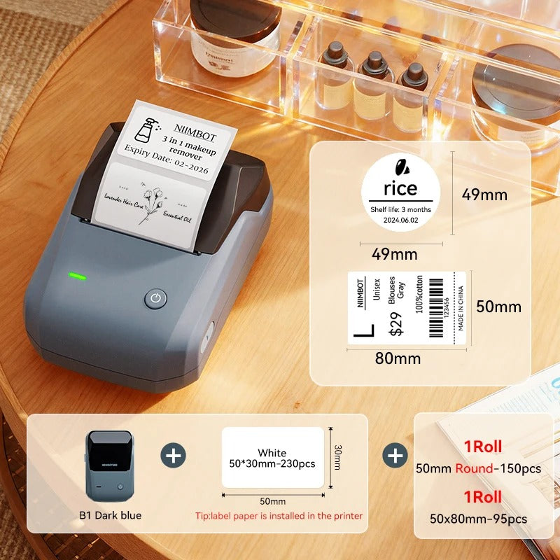 NIIMBOT B1 Portable Thermal Printer With Tapes 2 Inch Adhesive Label Printer Mini Bluetooth Sticker Maker Support Smartphones PC
