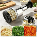 Vertical Hand Press Manual Garlic Vegetable Chopper With Storage Box