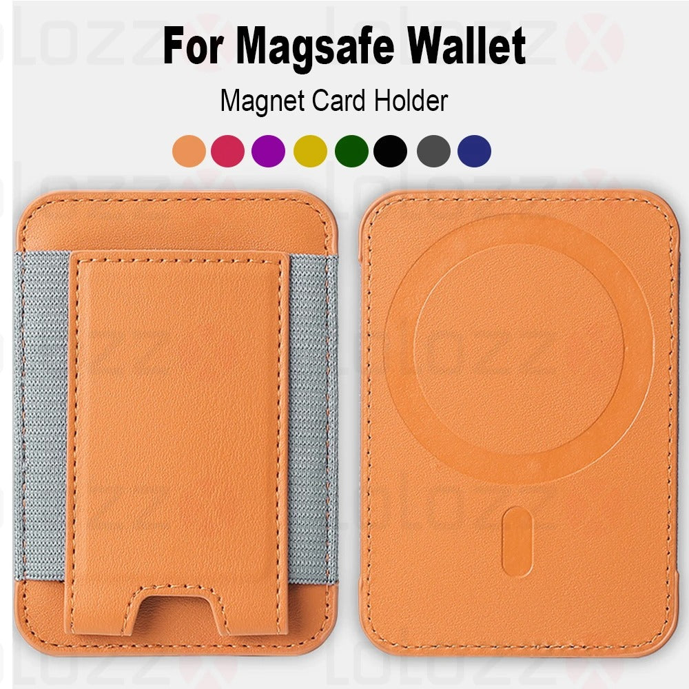 For Magsafe Card Holder Wallet Elastic Leather Pattern Case For iPhone 16 15 12 13 14 17Pro Max S25 Ultra Magnet Phone Bag Cover