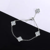 Load image into Gallery viewer, S925 Silver Four Leaf Grass Diamond Bracelet Full D Moissanite Adjustable Chain Wedding Engagement Party Women Birthday Gift