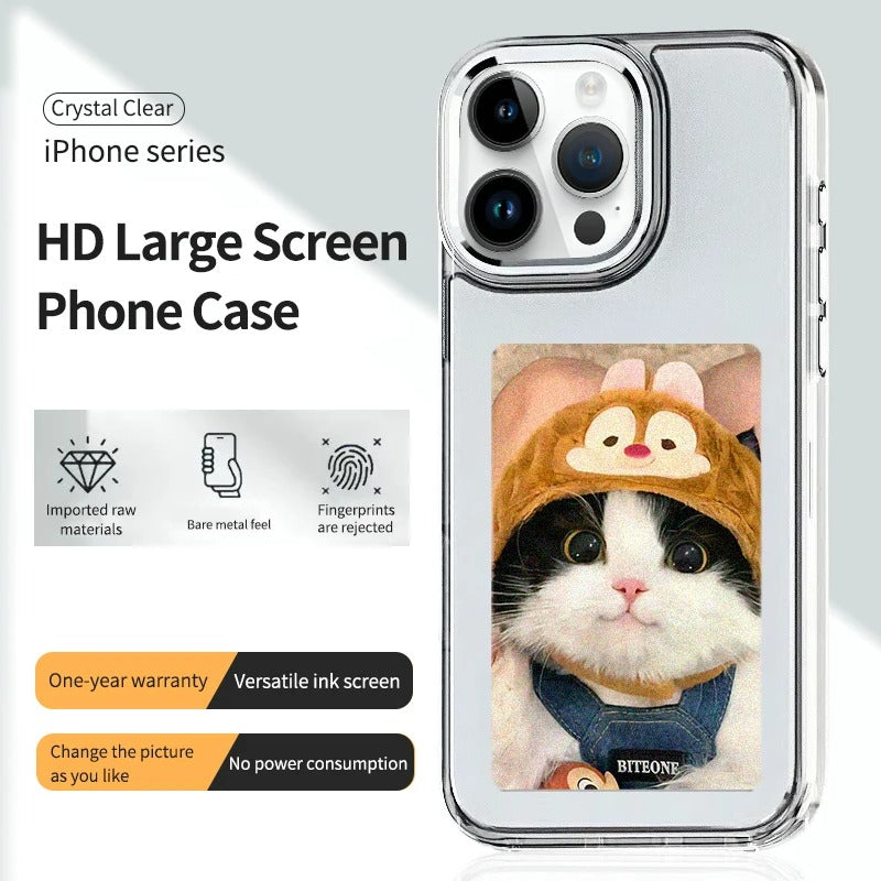 AERMY NFC Phone Case Crystal Clear Style Smart E Ink Screen Phone Cover for IPhone 13 14 15 16 Por Max Plus