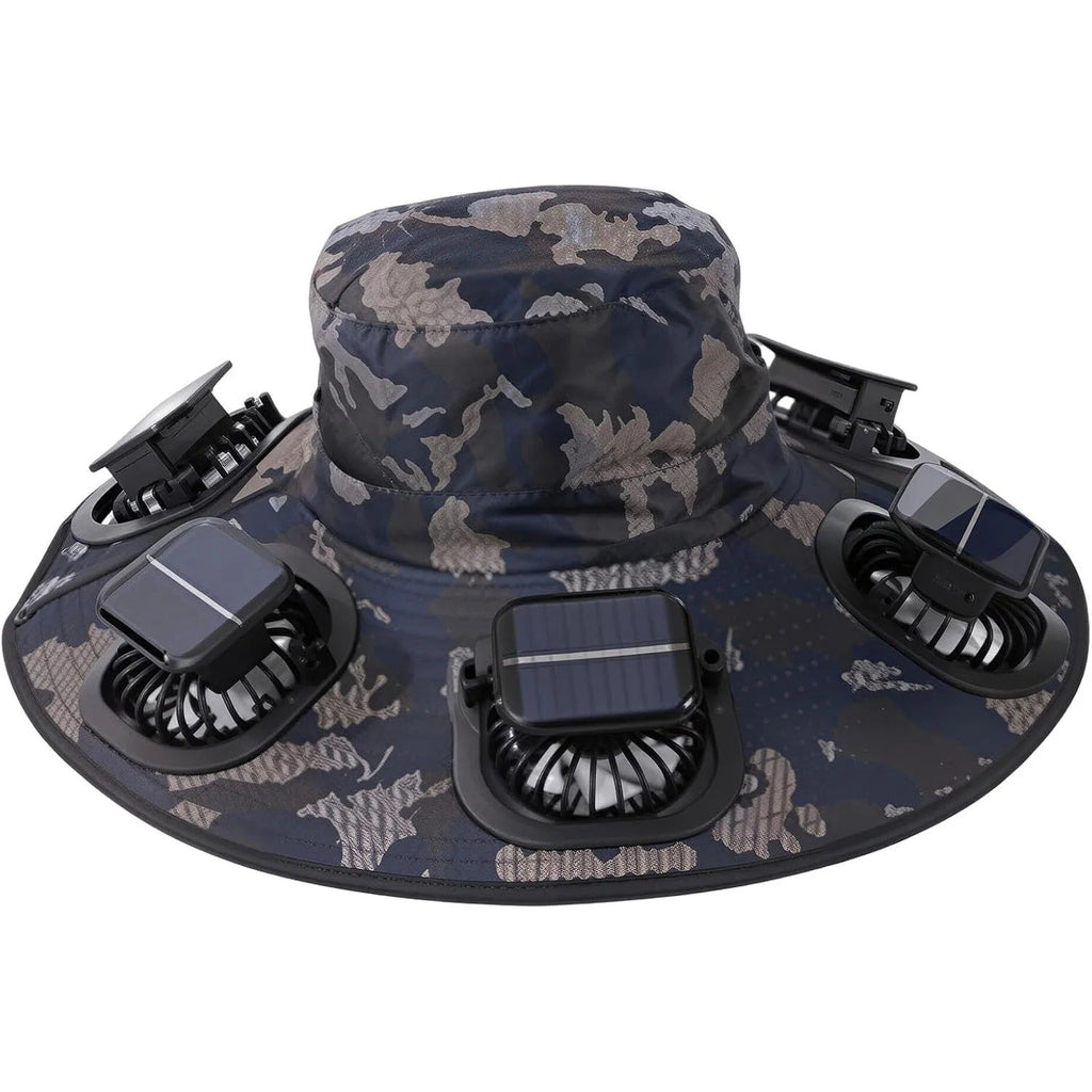 New Summer 6 Fans Solar Fan Hat Breathable UV Protection Wide Brim Sun Cap Fan Visor Cap For Men Outdoor Hiking Camping Fishing