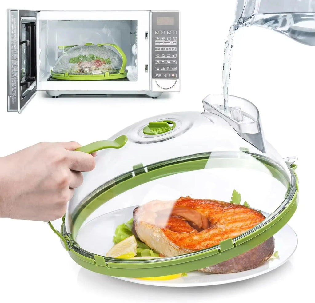 Microwave Splash Cover High Temperature Resistant Microwave Guard Lid Transparent Food Heating Cover with Steam Vent and Handle