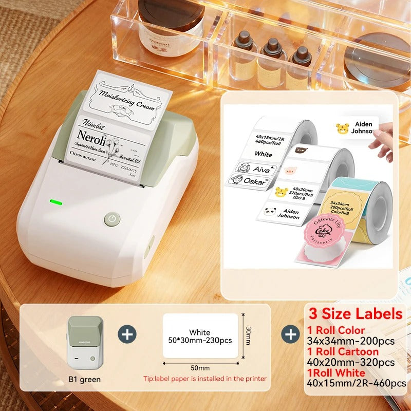 NIIMBOT B1 Portable Thermal Printer With Tapes 2 Inch Adhesive Label Printer Mini Bluetooth Sticker Maker Support Smartphones PC