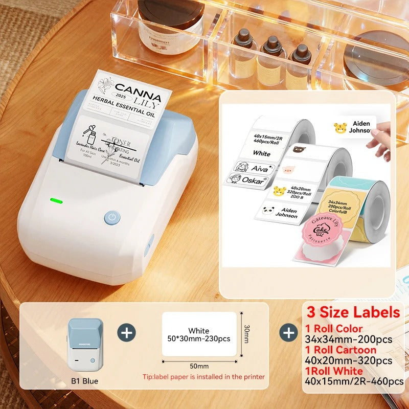 NIIMBOT B1 Portable Thermal Printer With Tapes 2 Inch Adhesive Label Printer Mini Bluetooth Sticker Maker Support Smartphones PC