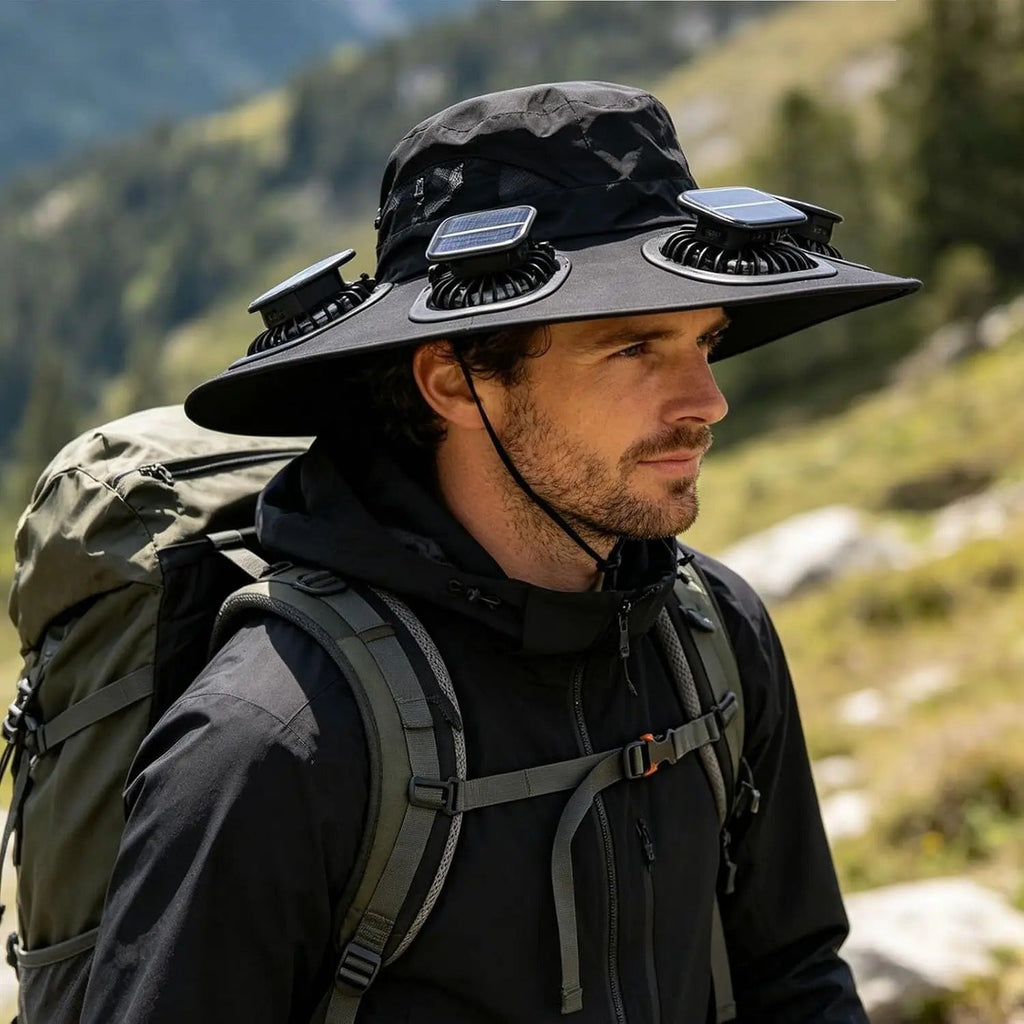 New Summer 6 Fans Solar Fan Hat Breathable UV Protection Wide Brim Sun Cap Fan Visor Cap For Men Outdoor Hiking Camping Fishing