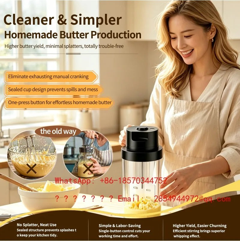Manual & Electric Dual Use Butter Churn Machine Cream Mixer for Bakery Homemade Butter Making