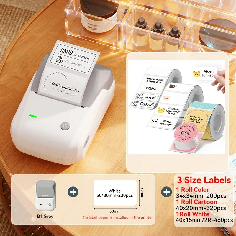 NIIMBOT B1 Portable Thermal Printer With Tapes 2 Inch Adhesive Label Printer Mini Bluetooth Sticker Maker Support Smartphones PC