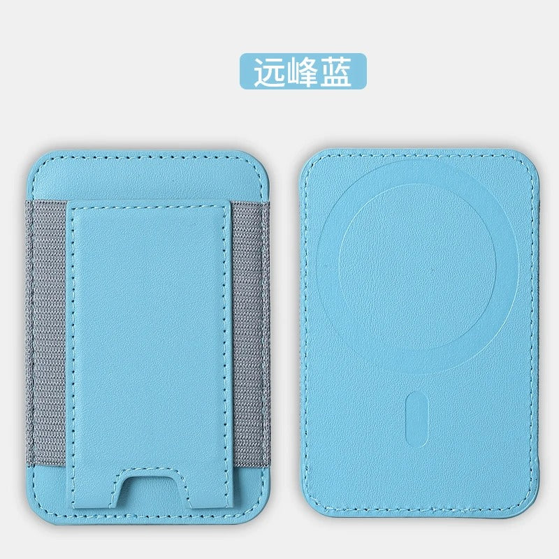 For Magsafe Card Holder Wallet Elastic Leather Pattern Case For iPhone 16 15 12 13 14 17Pro Max S25 Ultra Magnet Phone Bag Cover