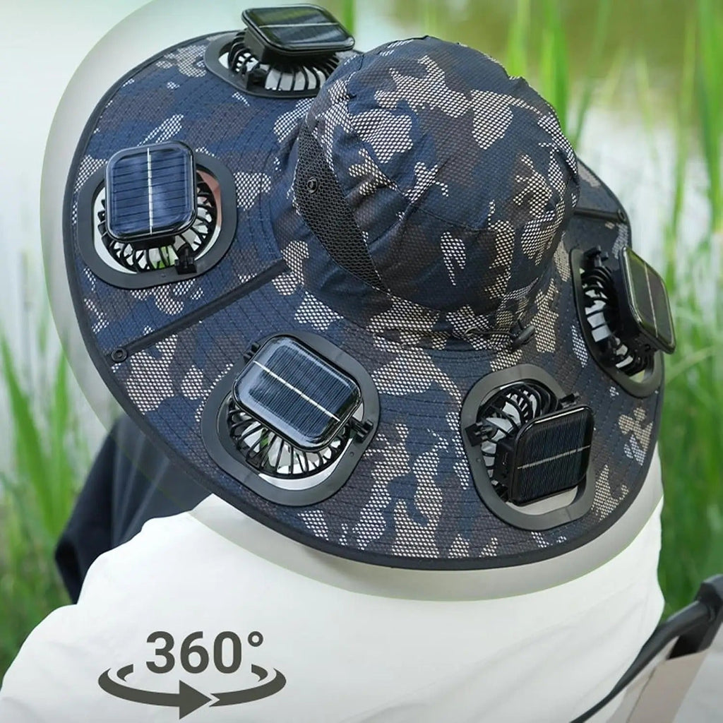 New Summer 6 Fans Solar Fan Hat Breathable UV Protection Wide Brim Sun Cap Fan Visor Cap For Men Outdoor Hiking Camping Fishing