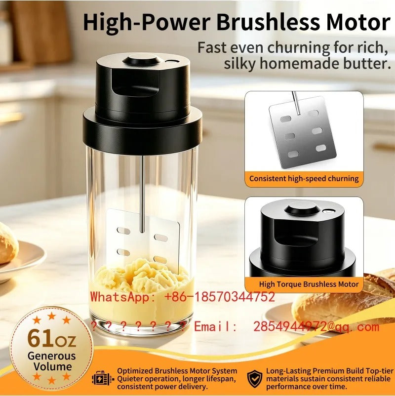 Manual & Electric Dual Use Butter Churn Machine Cream Mixer for Bakery Homemade Butter Making