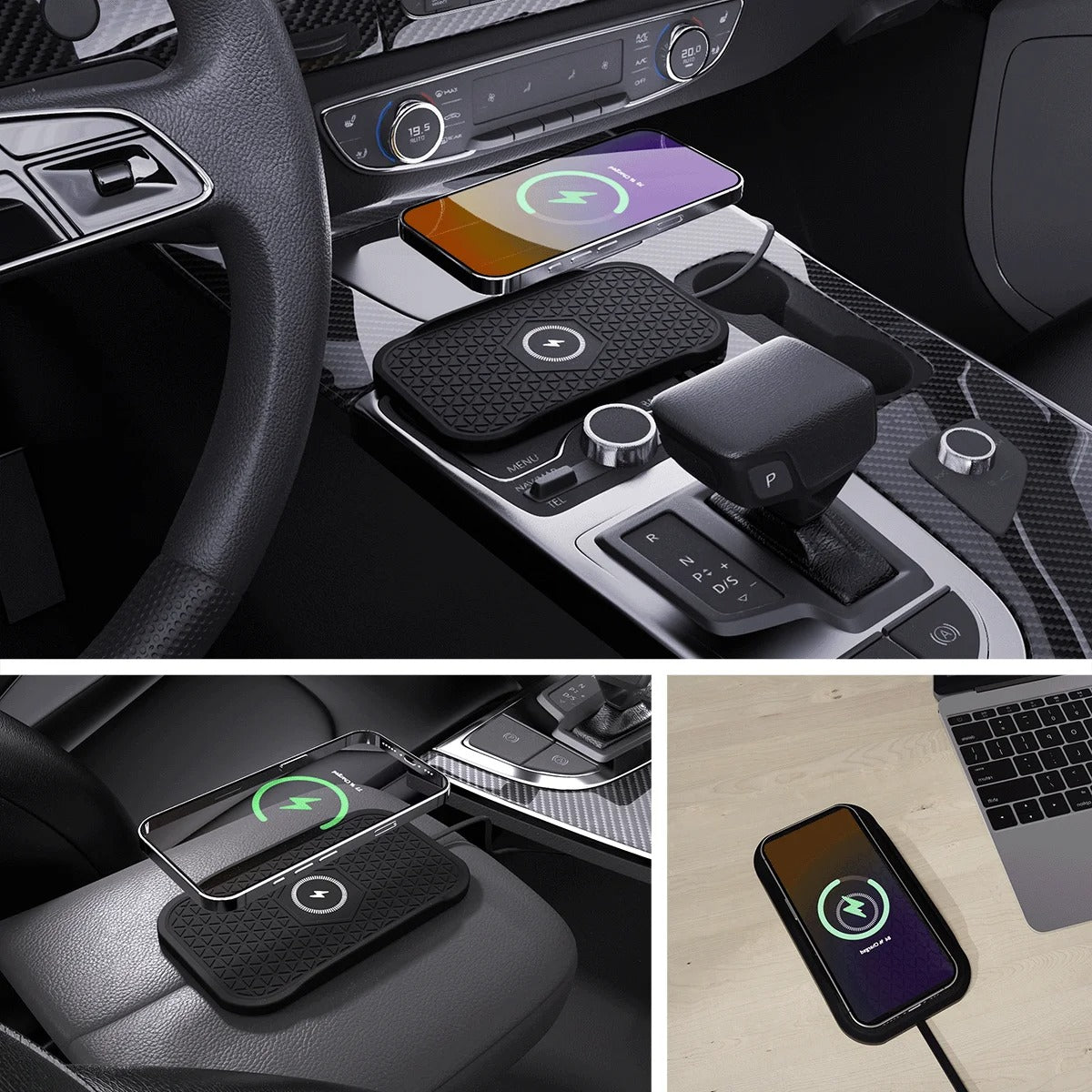 Bonola Silicone Car Wireless Charger Non-Slip Pad for iPhone 17/16/15/14/13 Series Induction Fast Wireless Charging for Samsung