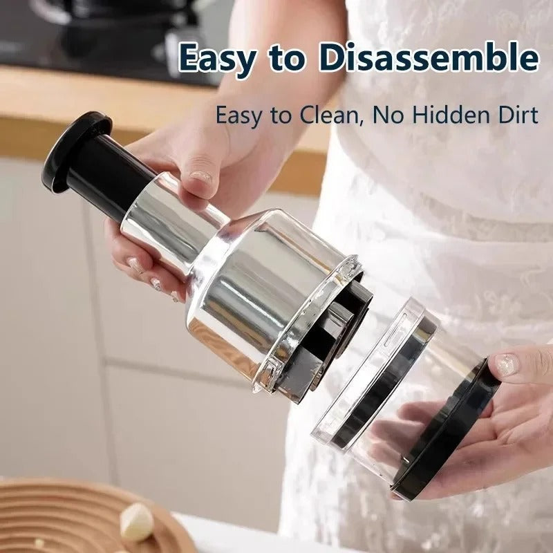 Vertical Hand Press Manual Garlic Vegetable Chopper With Storage Box