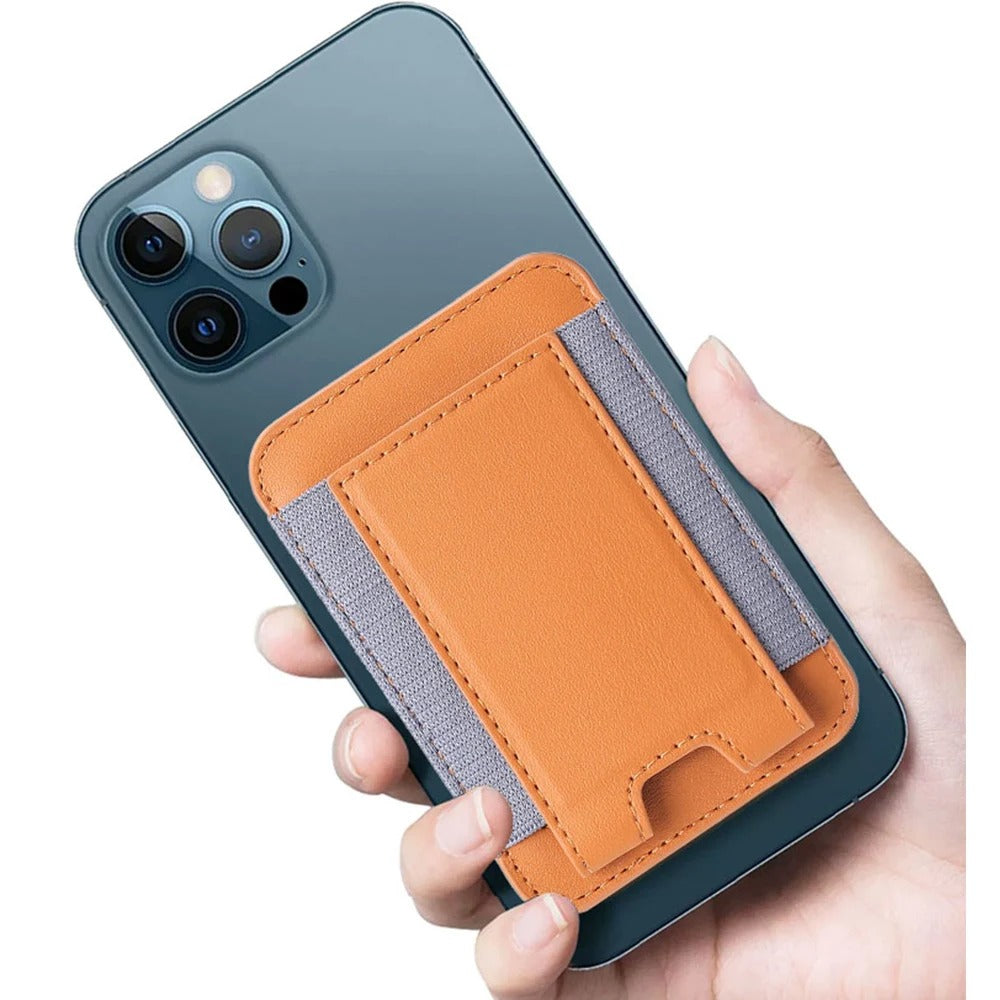 For Magsafe Card Holder Wallet Elastic Leather Pattern Case For iPhone 16 15 12 13 14 17Pro Max S25 Ultra Magnet Phone Bag Cover