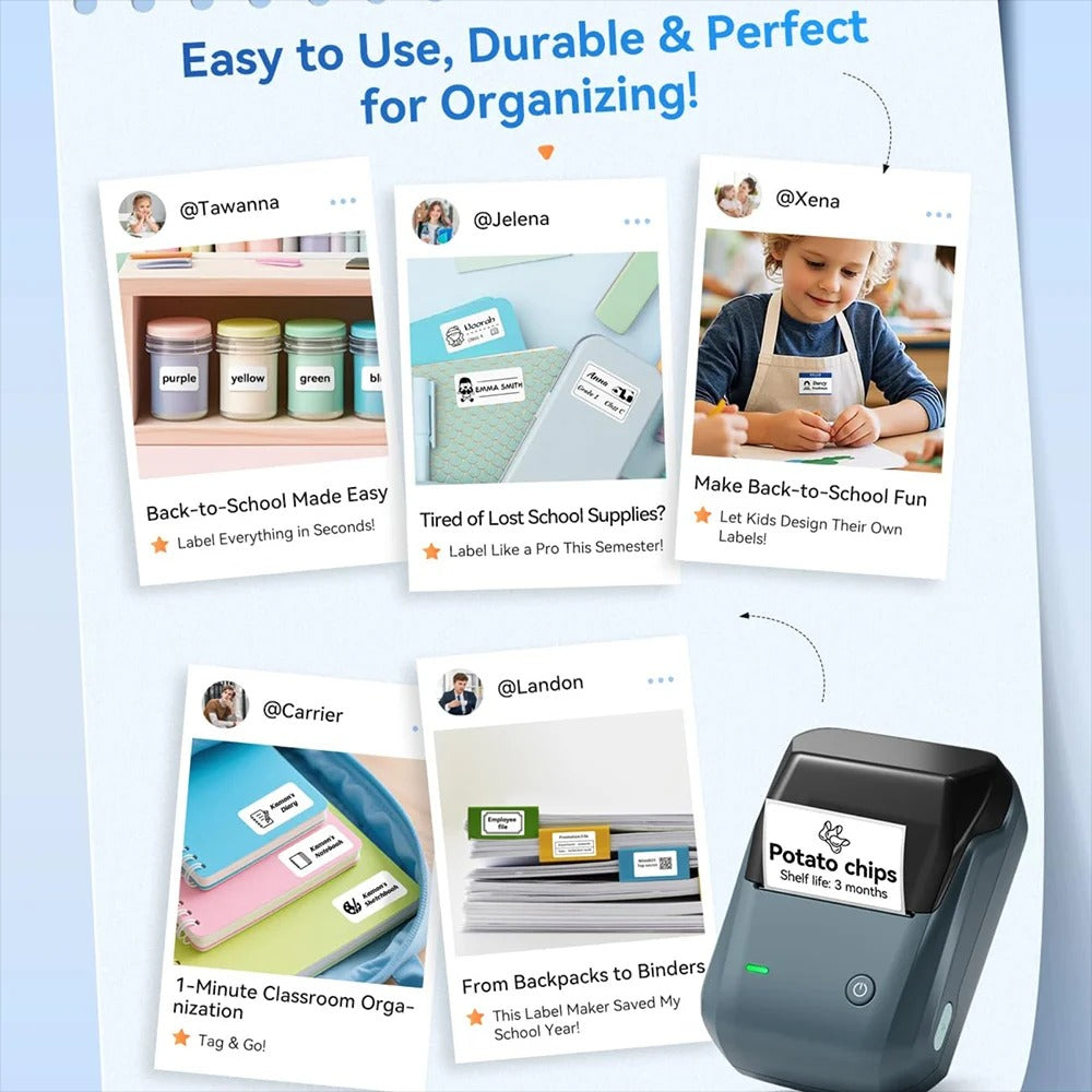 NIIMBOT B1 Portable Thermal Printer With Tapes 2 Inch Adhesive Label Printer Mini Bluetooth Sticker Maker Support Smartphones PC