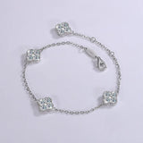 Load image into Gallery viewer, S925 Silver Four Leaf Grass Diamond Bracelet Full D Moissanite Adjustable Chain Wedding Engagement Party Women Birthday Gift