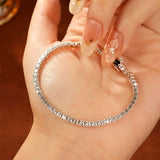 Load image into Gallery viewer, Rrjzz 3mm/4mm/5mm D-Color Full Moissanite Tennis Bracelet 16cm/17cm/18cm/19cm Eternal Charm Bracelets for Women Jewelry Gifts