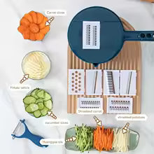 9-In-1 Multifunctional Vegetable Chopper Radish Carrot And Potato Chopper Manual Shredding And Slicing Machine Kitchen Tool