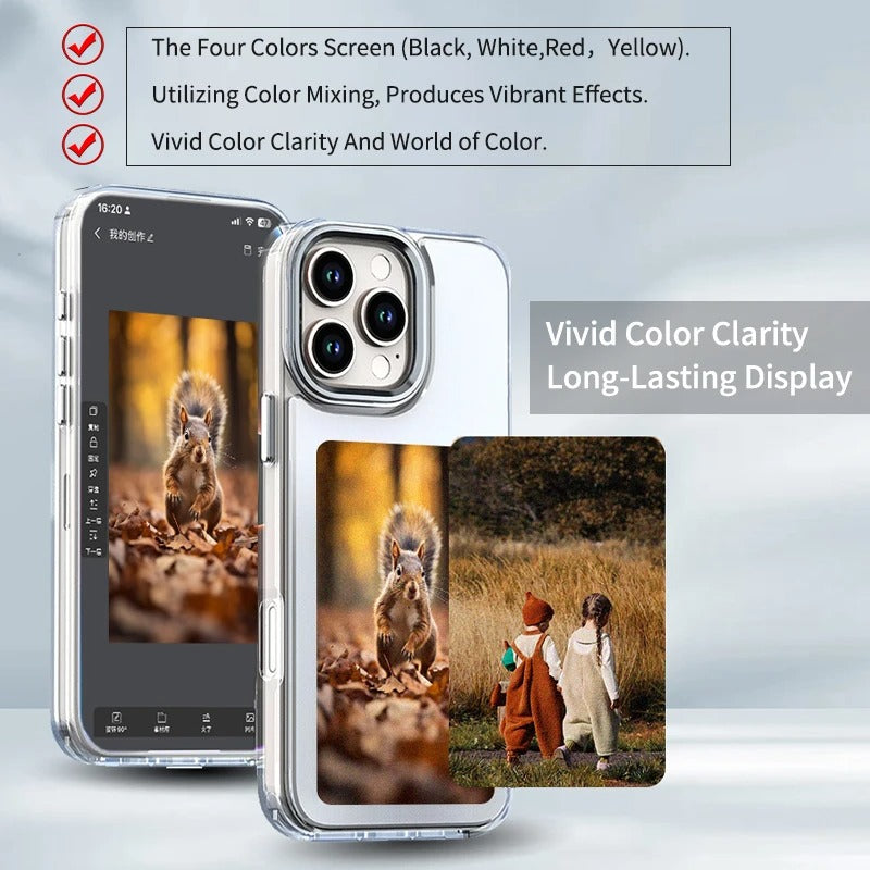 AERMY NFC Phone Case Crystal Clear Style Smart E Ink Screen Phone Cover for IPhone 13 14 15 16 Por Max Plus