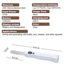 Heated Butter Table-knife Wireless Heated Electric Spreader For Cold Butter & Cheese Effortlessly Soften & Apply With Dual Heat