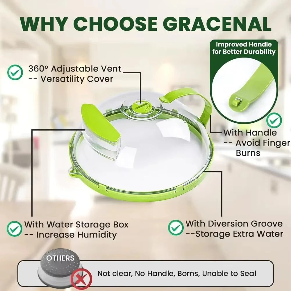 Microwave Splash Cover High Temperature Resistant Microwave Guard Lid Transparent Food Heating Cover with Steam Vent and Handle