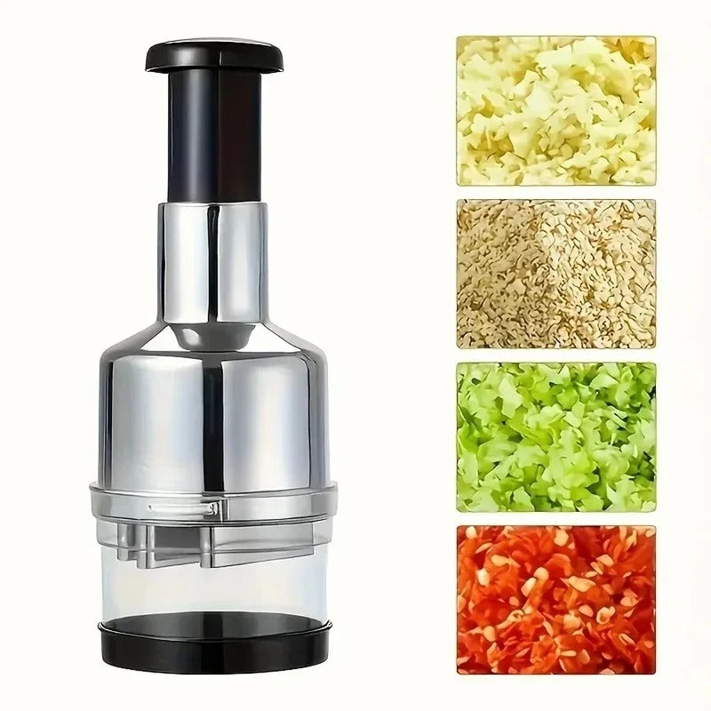 Vertical Hand Press Manual Garlic Vegetable Chopper With Storage Box