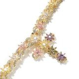 Load image into Gallery viewer, Colorful Flower Cuban Chain Full Paved Iced Out Bling Cubic Zirconia Cross Charms Baguette CZ Cuban Chain HipHop Jewelry