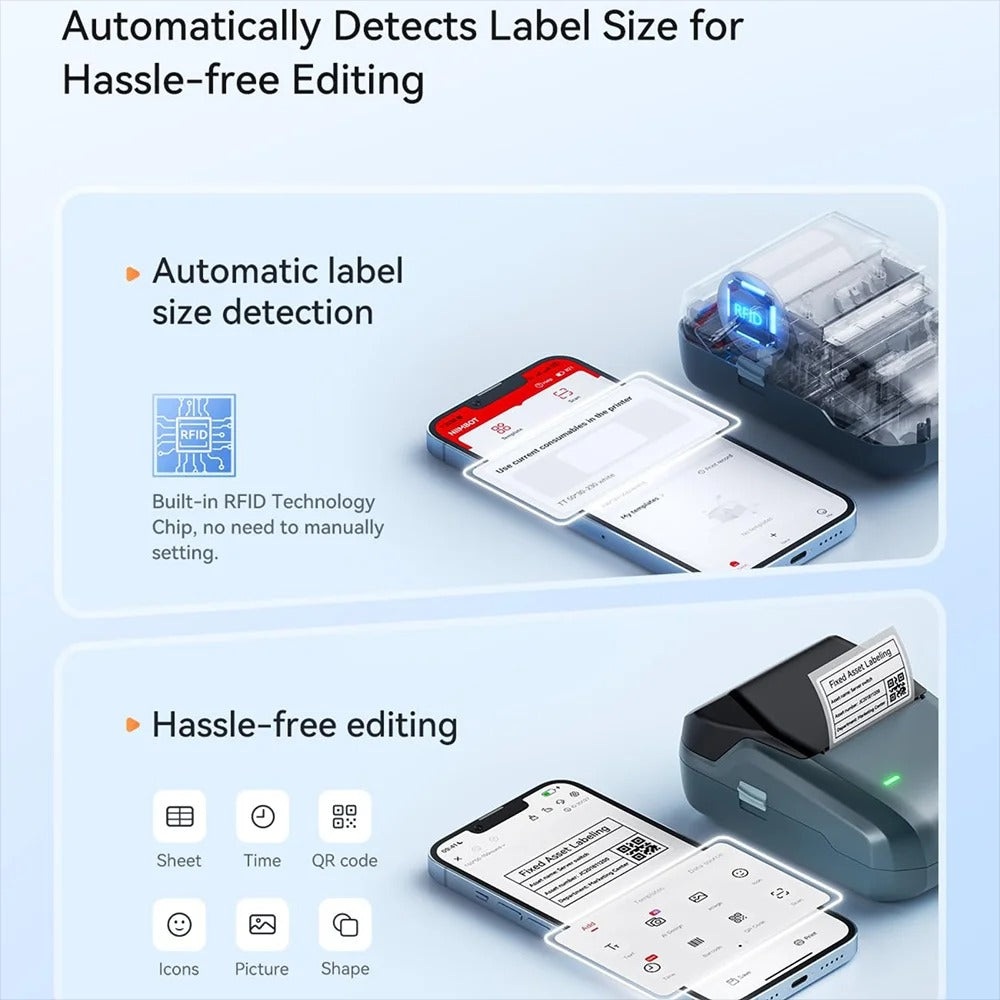 NIIMBOT B1 Portable Thermal Printer With Tapes 2 Inch Adhesive Label Printer Mini Bluetooth Sticker Maker Support Smartphones PC