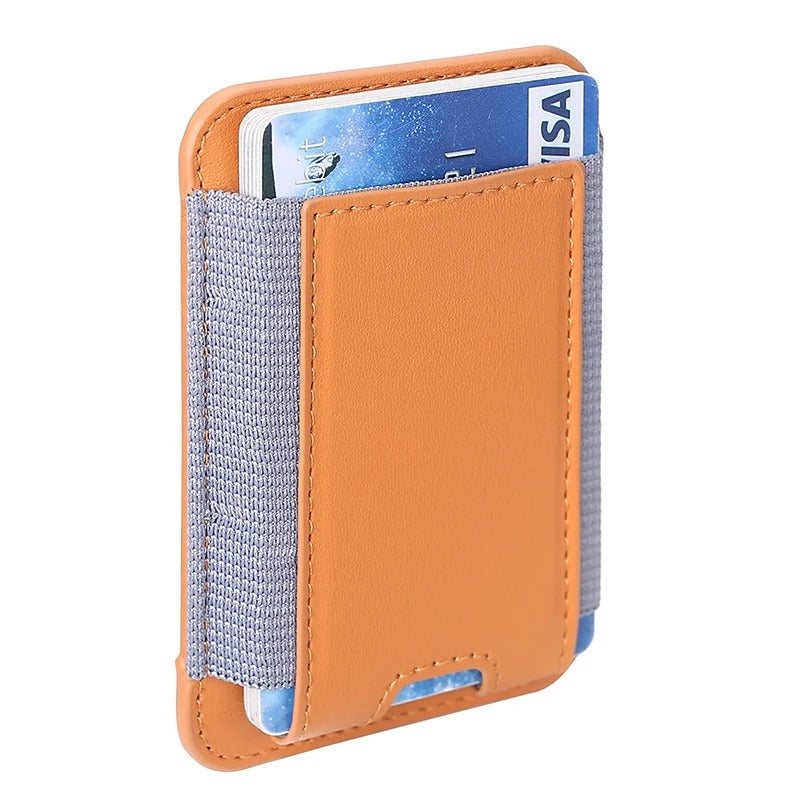 For Magsafe Card Holder Wallet Elastic Leather Pattern Case For iPhone 16 15 12 13 14 17Pro Max S25 Ultra Magnet Phone Bag Cover