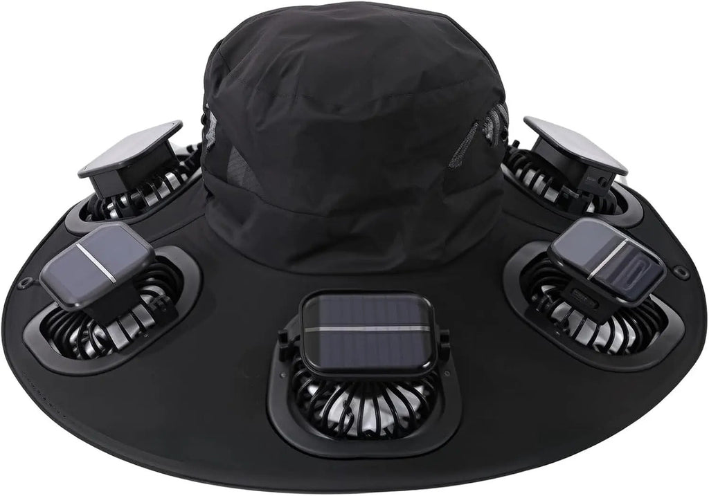 New Summer 6 Fans Solar Fan Hat Breathable UV Protection Wide Brim Sun Cap Fan Visor Cap For Men Outdoor Hiking Camping Fishing