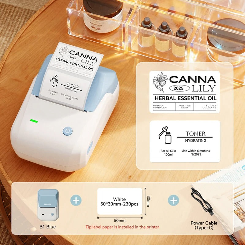 NIIMBOT B1 Portable Thermal Printer With Tapes 2 Inch Adhesive Label Printer Mini Bluetooth Sticker Maker Support Smartphones PC
