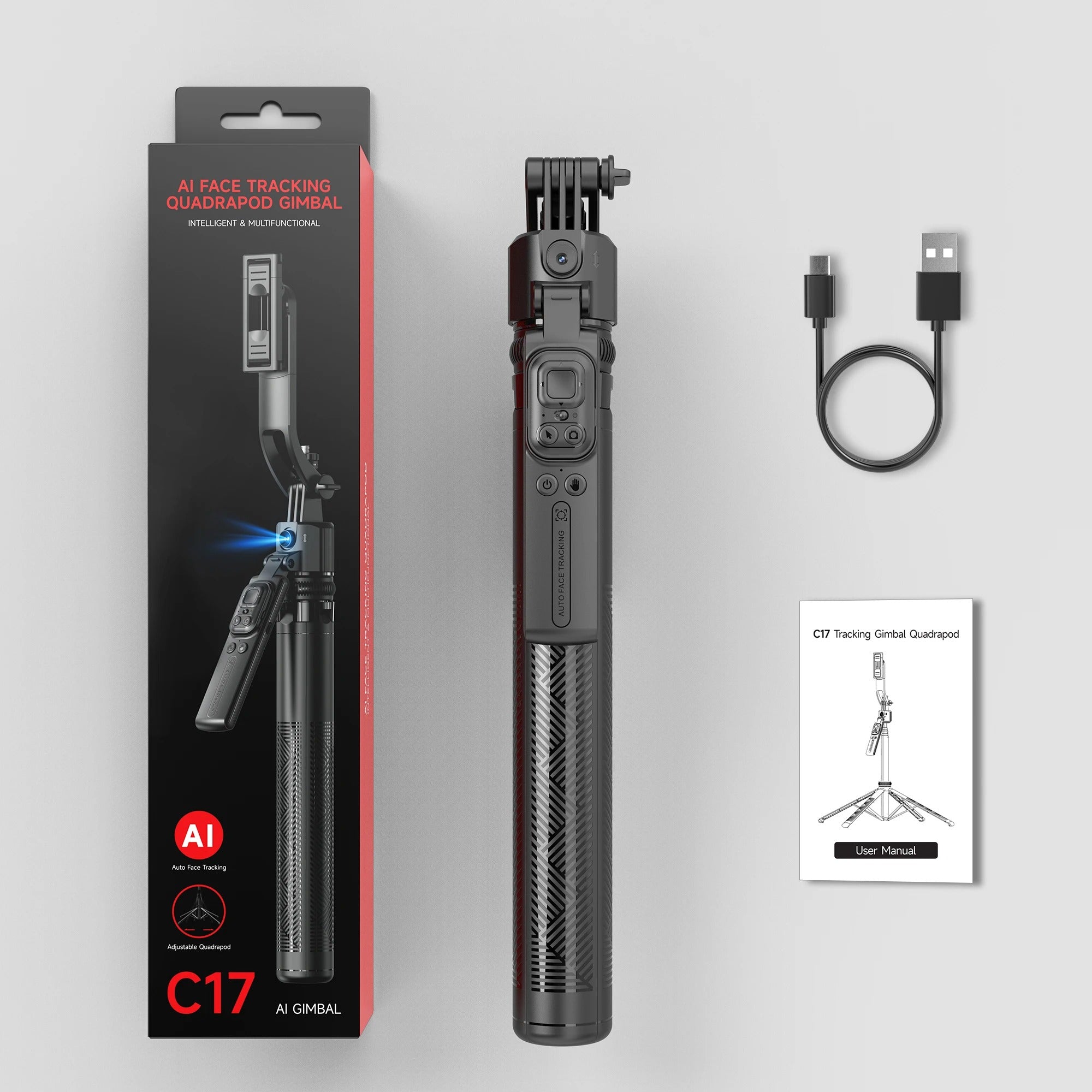 AI Smart Gimbal Tripod Selfie Stick Foldable 360° Auto Follow-Up Face Tracking Gimbal All-in-one Phone Holder For smartphone