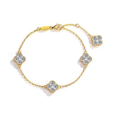 Load image into Gallery viewer, S925 Silver Four Leaf Grass Diamond Bracelet Full D Moissanite Adjustable Chain Wedding Engagement Party Women Birthday Gift