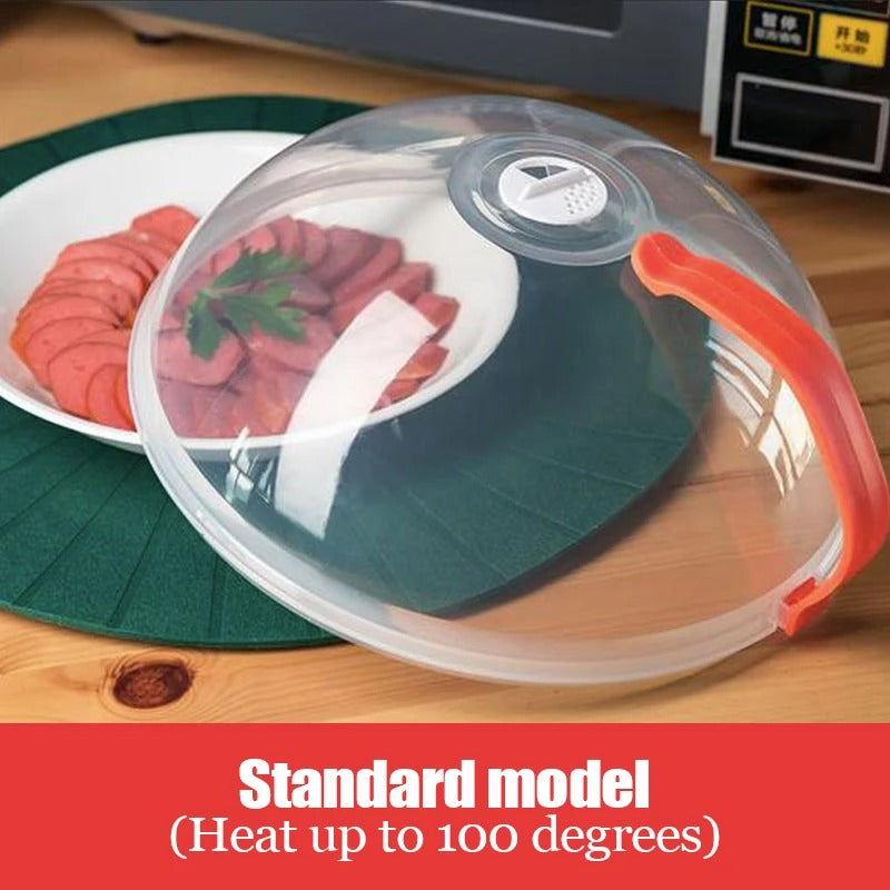 Microwave Splash Cover High Temperature Resistant Microwave Guard Lid Transparent Food Heating Cover with Steam Vent and Handle