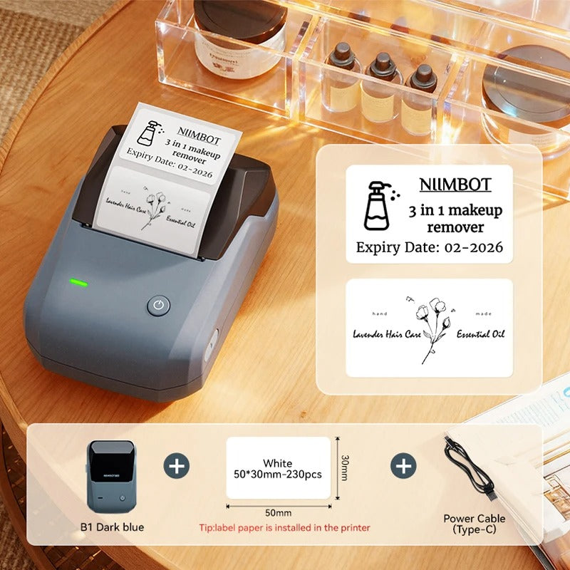 NIIMBOT B1 Portable Thermal Printer With Tapes 2 Inch Adhesive Label Printer Mini Bluetooth Sticker Maker Support Smartphones PC